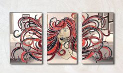 Aphrodite silver trim mirrored art triptych wall mirror