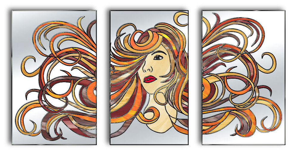 Aphrodite Original Glass Wall Art Triptych Mirror