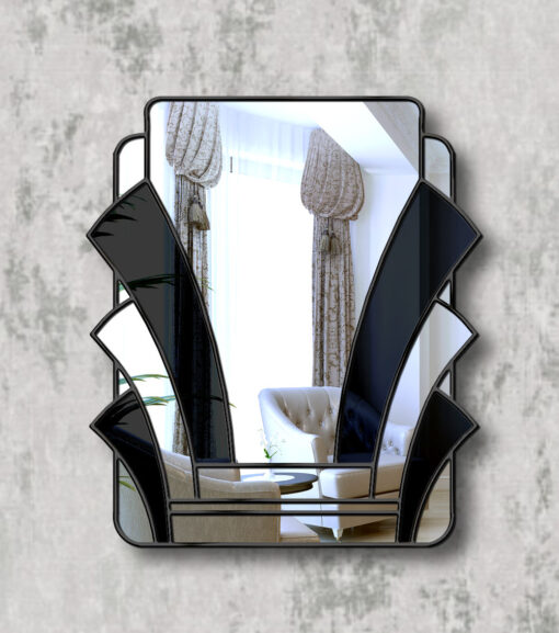 Poirot art deco mirror with ebony trim