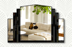 Serenity black glass black trim wall mirror