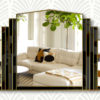 Serenity black glass gold trim wall mirror