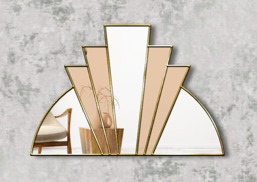 Sydney in gold art deco fan wall mirror