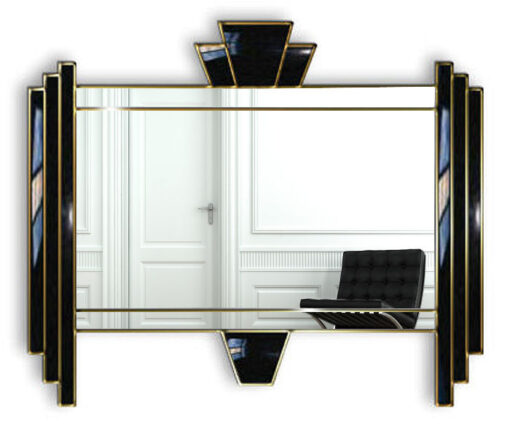 Toulouse Art Deco gold and black wall mirror