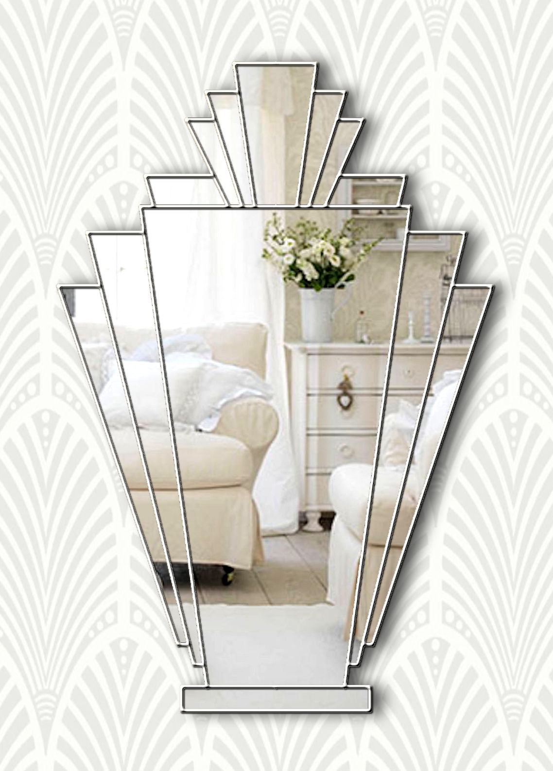Babushka Original Handcrafted Art Deco Fan Mirror With Ebony Trim - Bespoke  Mirrors | Art Deco Mirrors | Custom Made Mirrors