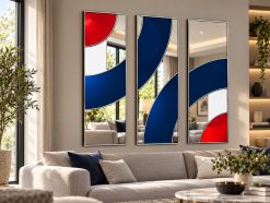 brit pop black and white lounge silver trim modern mirror wall art