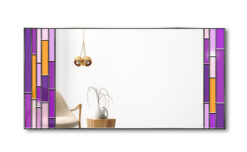 Chameleon modern purple frenzy with silver trim wall mirror