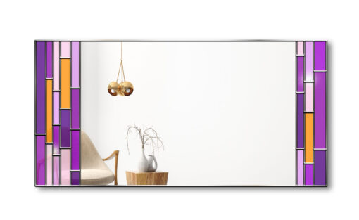 Chameleon modern purple frenzy with silver trim wall mirror