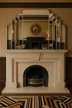 The Milan mirror is a truly beautiful and unusual over mantle art deco wall mirror - handmade and exclusively designed and available from Mirror Mania. The large central shaped mirror is framed by six angled strips of mirror, and two curved outer panels. The mirror can be finished with either silver, gold or ebony trim. As this mirror will be handmade to order you can either select from the sizes offered or let us know if you need another size. You can even add colour if you wish. Contact us to find out more.