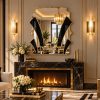 poirot black and gold trim in living room fan art deco wall mirror