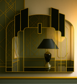 savoy gold art deco wall mirror