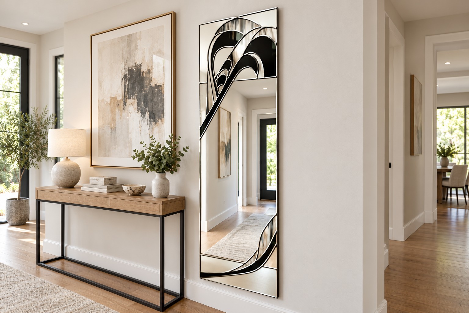 empress hallway silver trim mirror wall art mirror