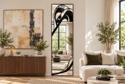 empress living room black trim wall art mirror