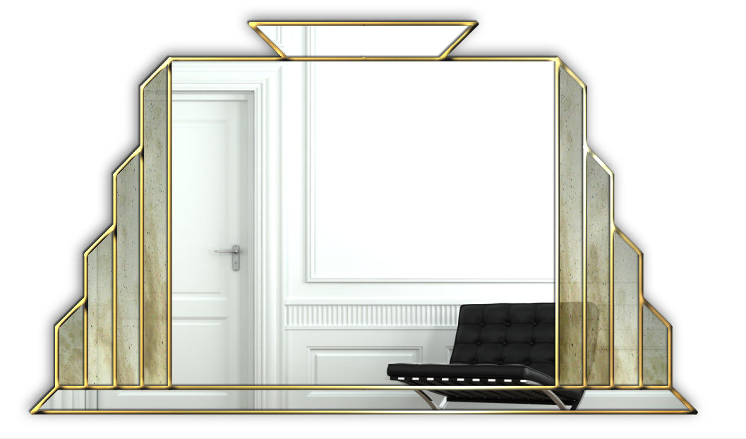 Edgar Antique Original Handcrafted Over Mantle Art Deco Wall Mirror -  Bespoke Mirrors | Art Deco Mirrors | Custom made Mirrors