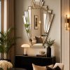 babushka clear gold art deco fan wall mirror