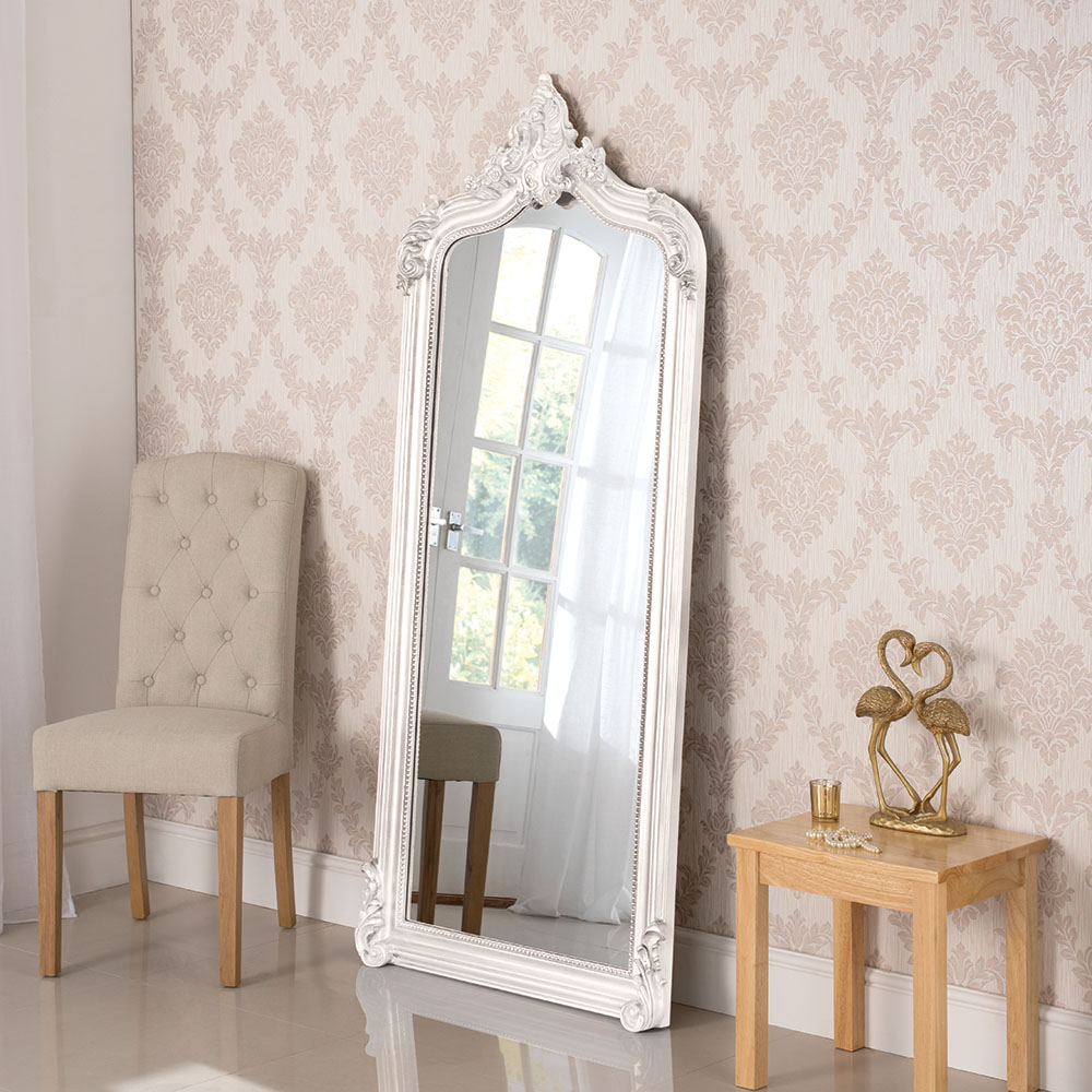 Nicoli Ornate Swept Framed Full Length, White Framed Full Length Mirror Uk