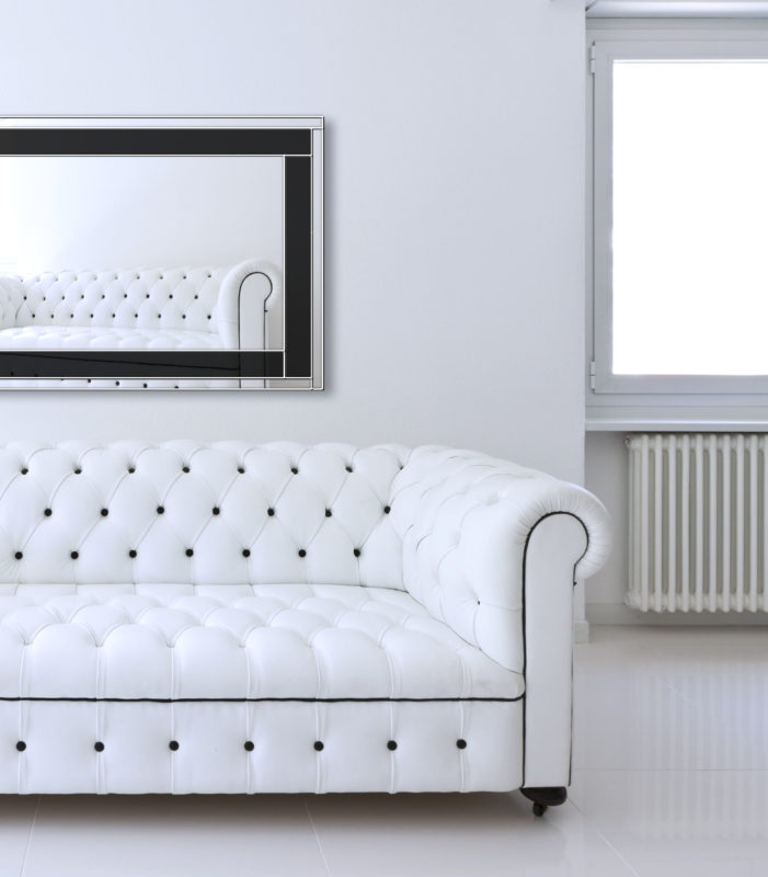 Amelia Original Handcrafted Art Deco Full Length Fan Wall Mirror in Cream and Black Bespoke