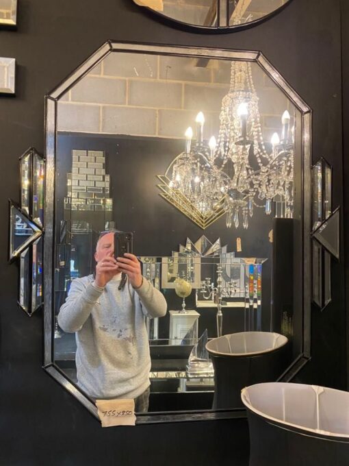Tiffany art deco wall mirror with black trim
