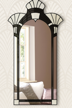 amelia cream and black with black trim art deco wall mirror