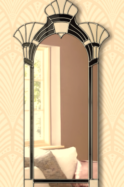 amelia cream black silver trim art deco wall mirror