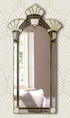 amelia art deco cream and black wall mirror