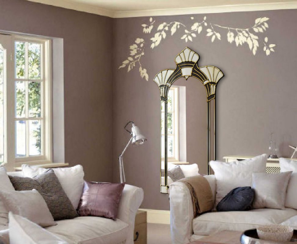 Amelia Original Handcrafted Art Deco Full Length Fan Wall Mirror Stock Clearance in Black