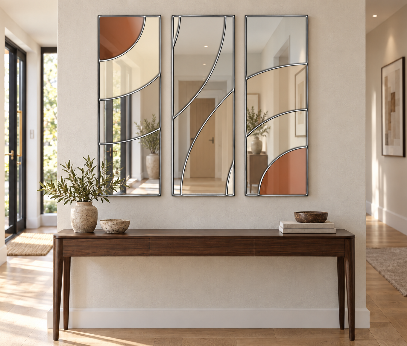 brit pop autumn hallway silver trim modern wall art mirror.jpg