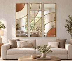 brit pop autumn lounge gold trim modern wall art mirror