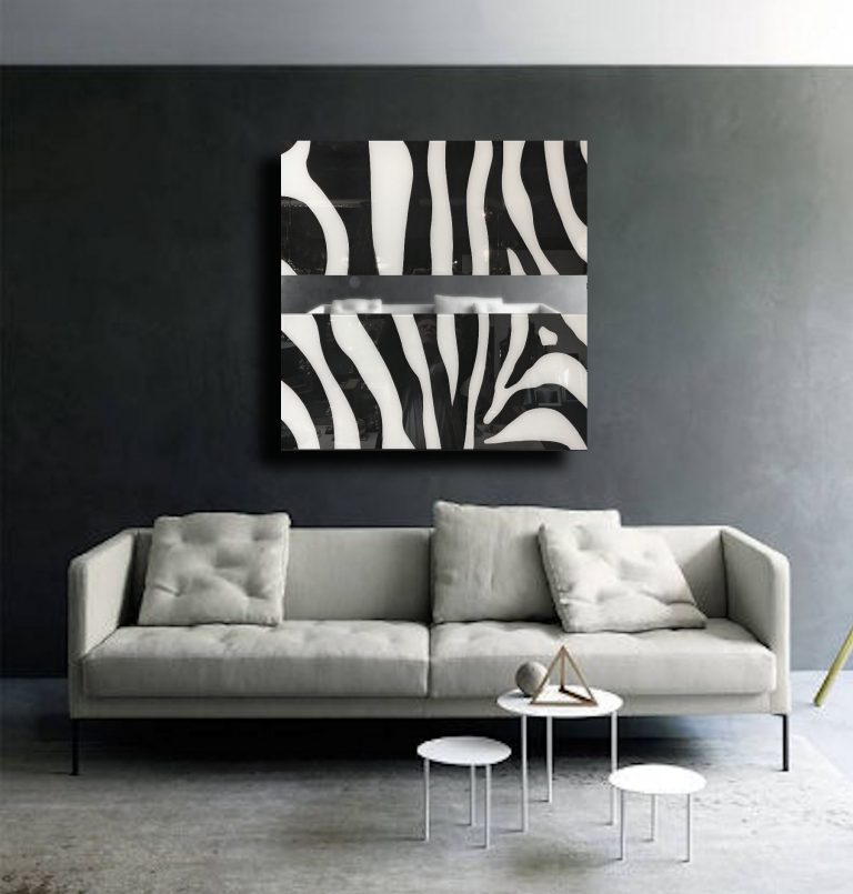 Original handpainted Zebra Glass Wall Art from Phillip Orr Bespoke