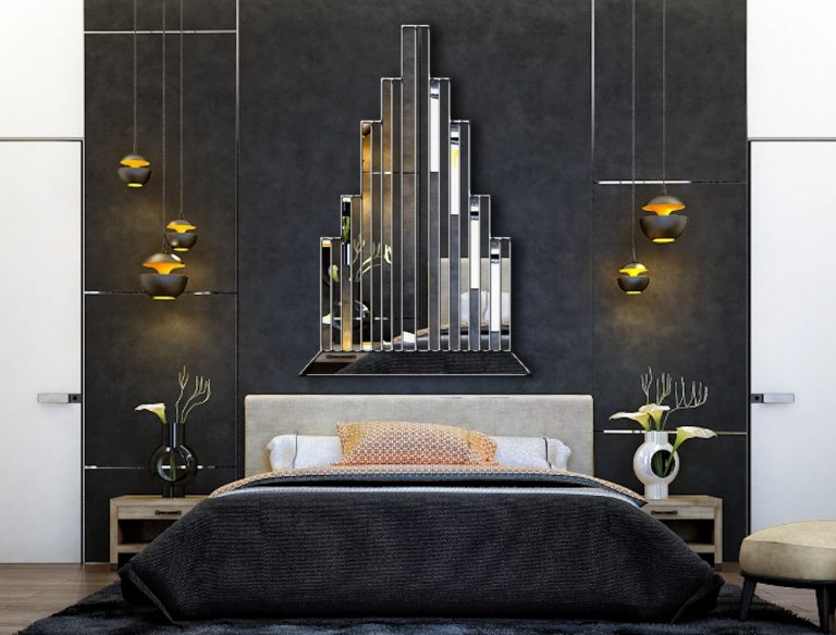 New York Original Handcrafted Art Deco Wall Mirror with Gold Trim