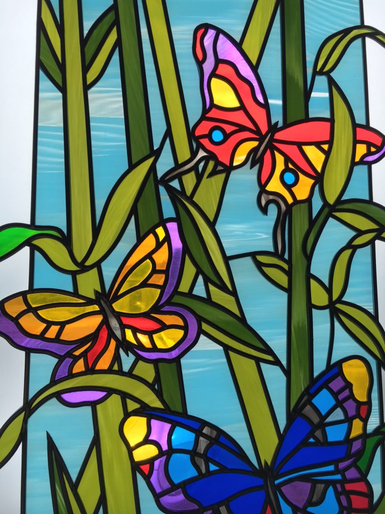 Butterflies Original Coloured Stained Glass Art - Bespoke Mirrors | Art