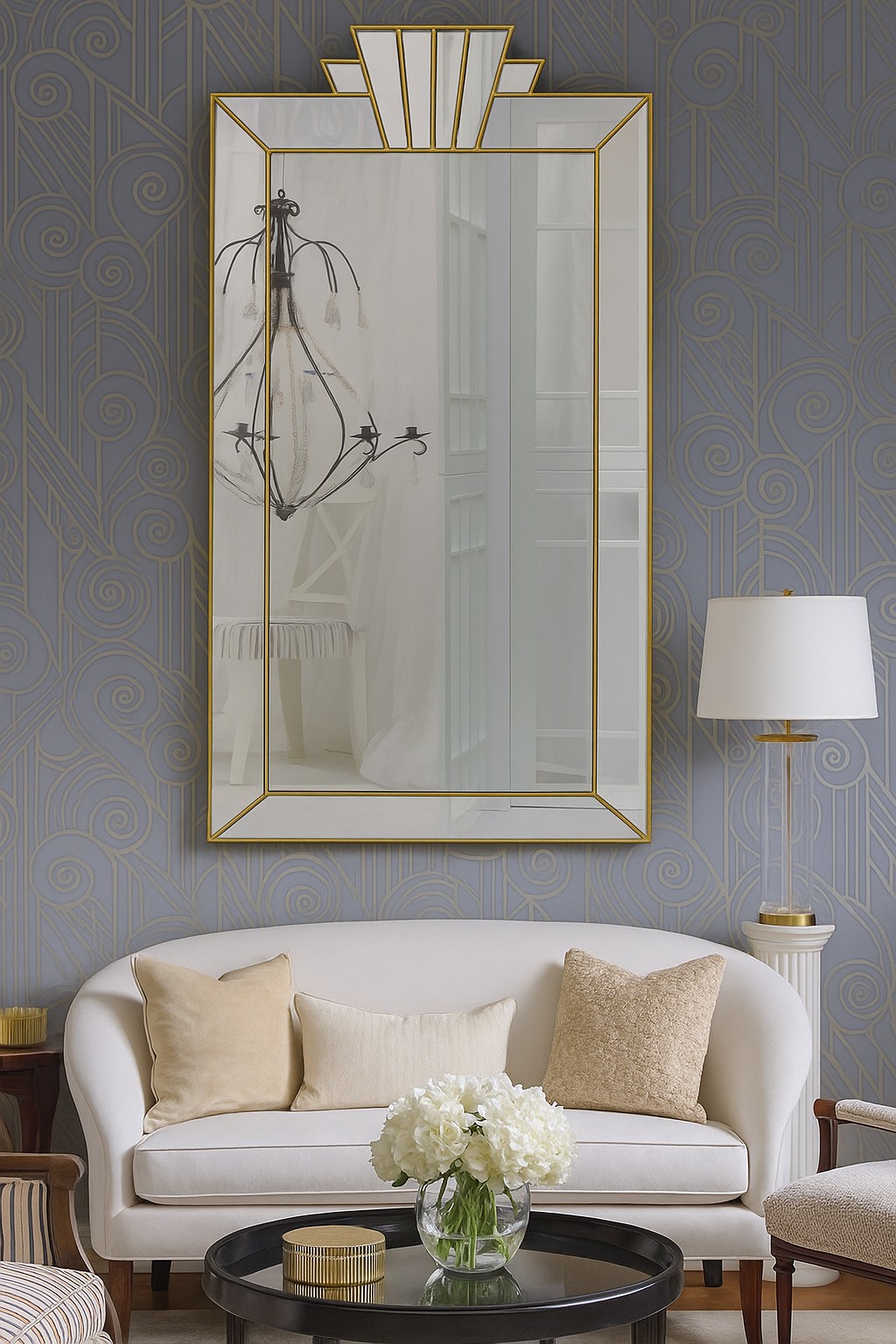 vienna royal gold art deco fan wall mirror