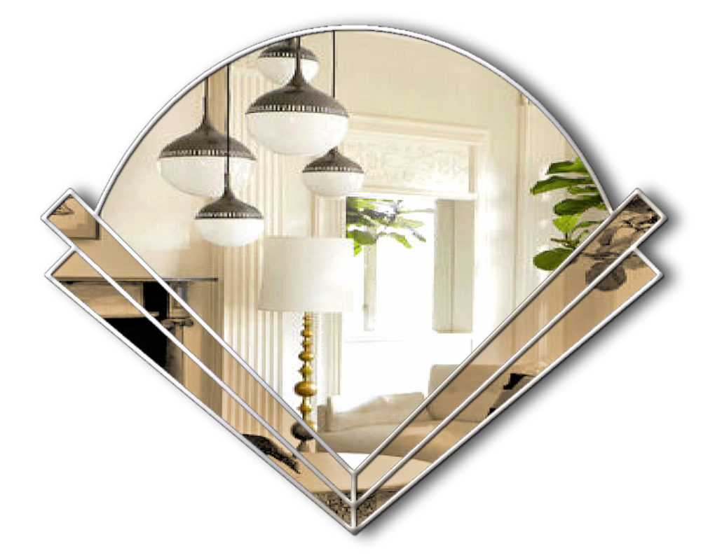 Clarice Original Handcrafted Art Deco Fan Over Mantle Wall Mirror with Bronze Tinted Mirror and