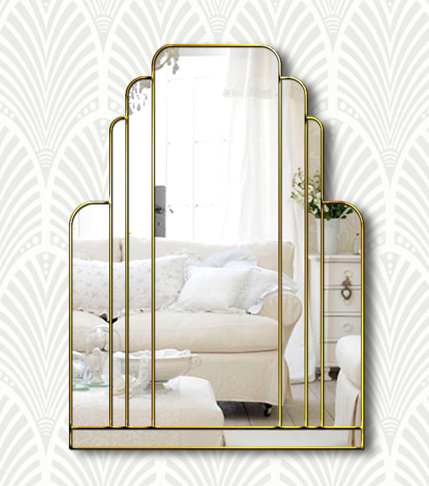 Manhattan Original Handcrafted Art Deco Wall Mirror With Gold Trim -  Bespoke Mirrors | Art Deco Mirrors | Custom Made Mirrors