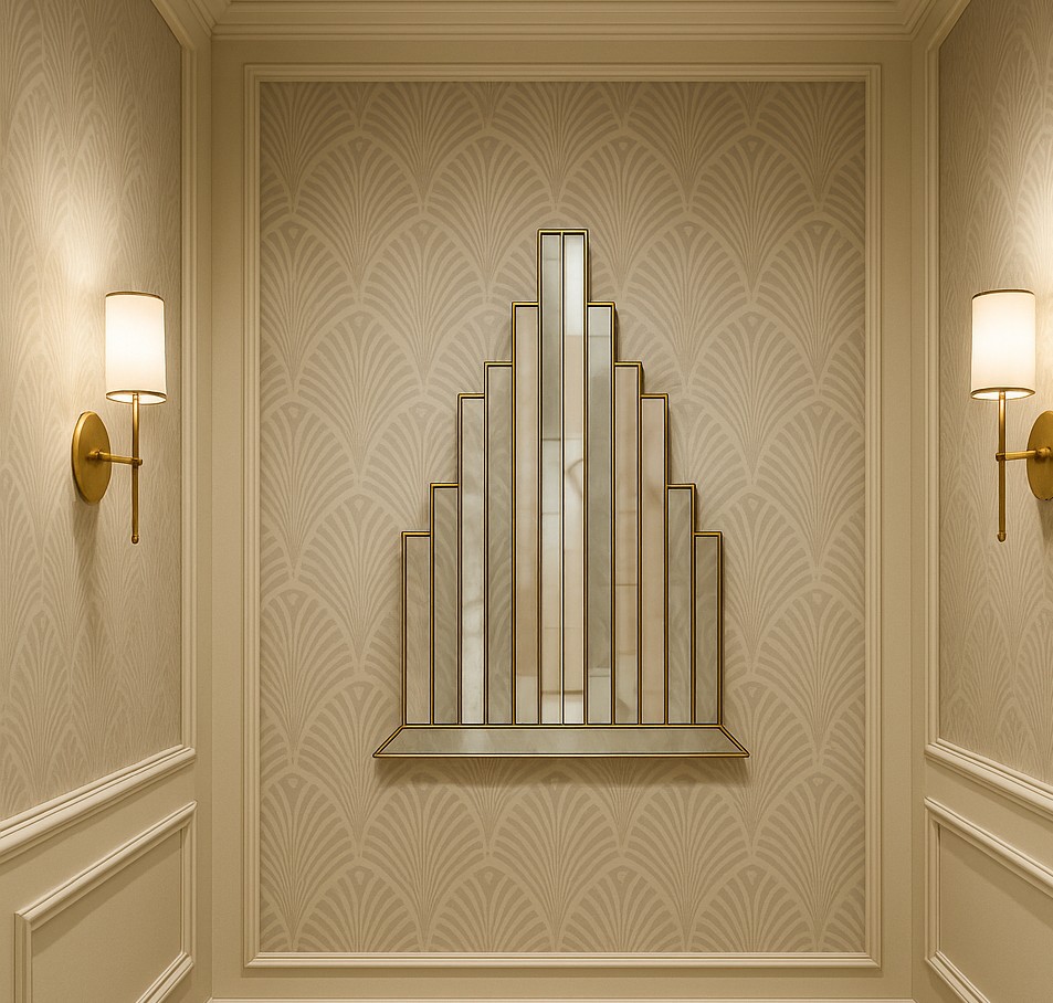 The New York Art Deco Wall mirror is a stunning and unique mirror that will create a lasting impression on all art deco enthusiasts with its vertical, spire-like mirrored panels, slightly angled to create a wonderful, glittering three-dimensional effect.