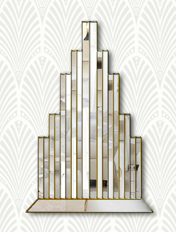 New York Original Handcrafted Art Deco Wall Mirror with Silver Trim ...