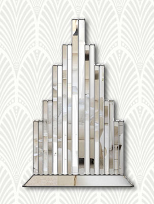 new york art deco wallpaper silver trim wall mirror