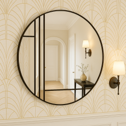 dahlia black art deco wall mirror