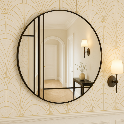 dahlia black art deco wall mirror