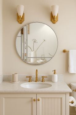 dahlia in silver bathroom art deco wall mirror