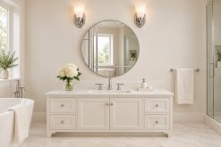 dahlia circle silver trim deco bathroom art deco wall mirror