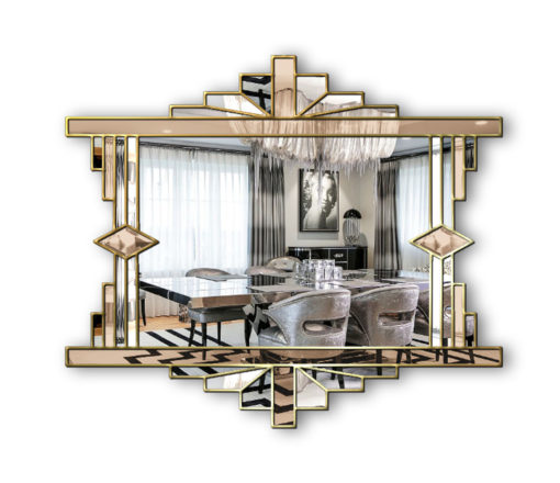 mia gold and bronze tinted mirror art deco