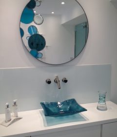 Aqua Splash Coloured Glass Modern Wall Mirror