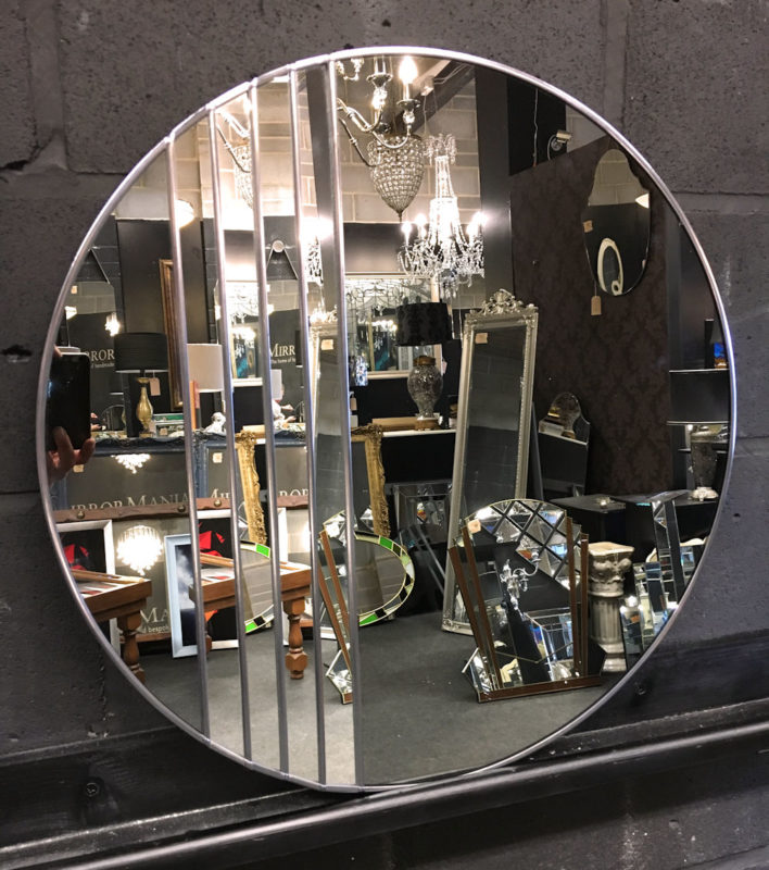 Meridian Mirror Meridian Original Handcrafted Art Deco Round Wall Mirror with Smoked ...