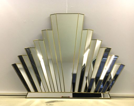 Detroit Art Deco Overmantle Wall Mirror - Handcrafted masterpiece with three-dimensional mirror sections, silver trim, and exclusive design by Phillip Orr