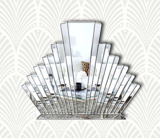 Detroit Art Deco Overmantle Wall Mirror - Handcrafted masterpiece with three-dimensional mirror sections, silver trim, and exclusive design by Phillip Orr