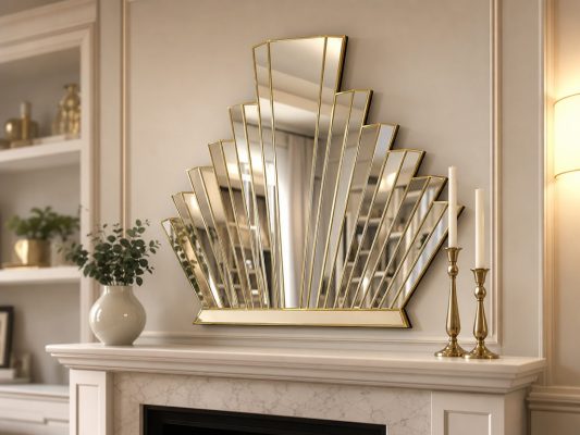 detroit gold art deco fan wall mirror
