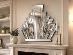 detroit silver over mantle art deco fan wall mirror