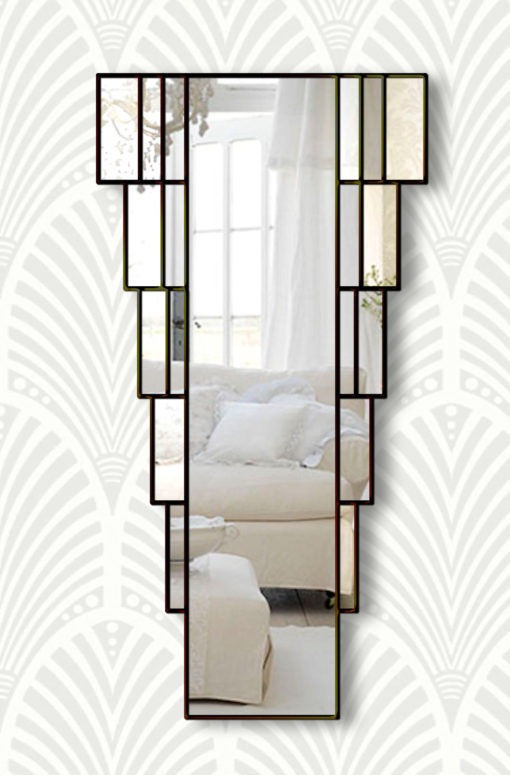 rialto black art deco wall mirror