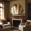 gatsby tinted grey mirror gold trim art deco fan wall mirror