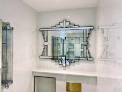 Mia in black art deco over mantle wall mirror